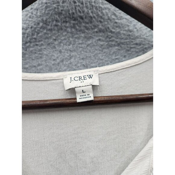 J.Crew White Beach Tunic Top With Colorful Fringe Trim & Tassel Ties L - Picture 2 of 6